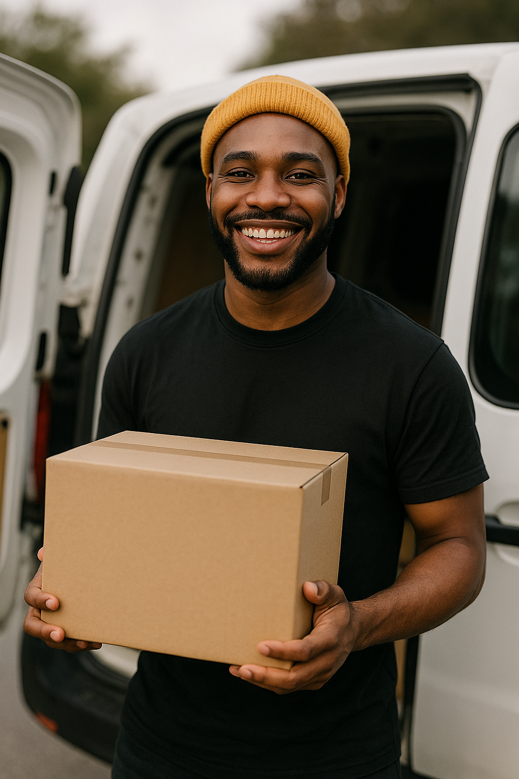 PFX courier holding a package